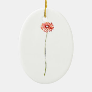 Décoration En Céramique Fleur de Gerbera Rouge Pâle