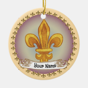 Décoration En Céramique Fleur De Lis Famille Crest Nom de famille