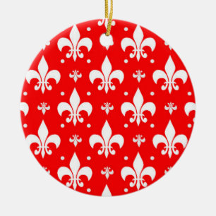 Décoration En Céramique Fleur de lis rouge Motif