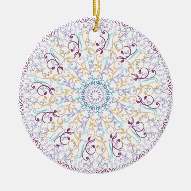 Décoration En Céramique Fleur de méditation de Mandala (Devant)