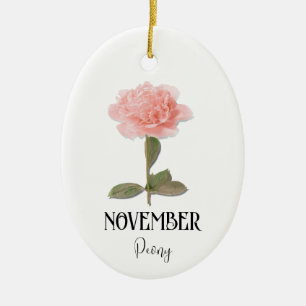 Décoration En Céramique Fleur de naissance NOVEMBRE Anniversaire Peony ros