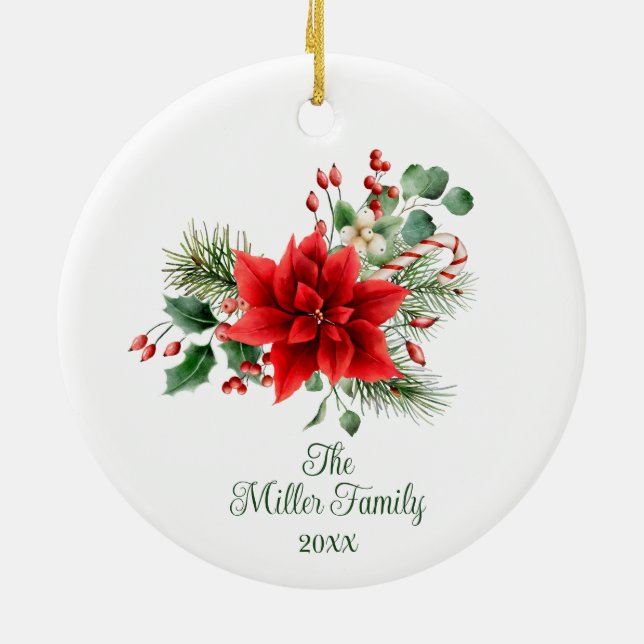 Décoration En Céramique Fleur de Noël personnalisée (Dos)
