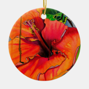 Décoration En Céramique Fleur d'Hibiscus du néon tropical