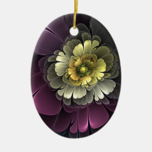Décoration En Céramique Fleur fractale grise pourpre moderne abstraite