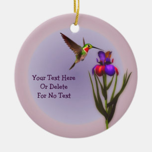 Décoration En Céramique Fleur Iris de colibri personnalisée