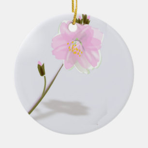 Décoration En Céramique Fleur rose sur gris