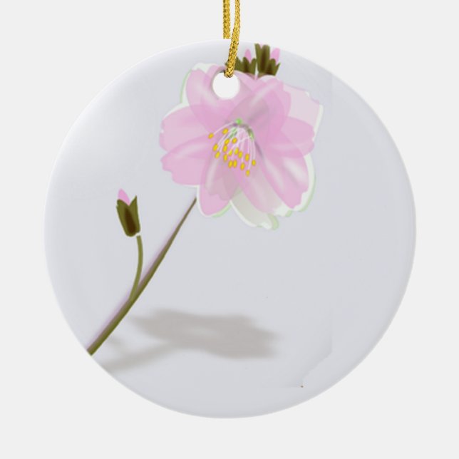 Décoration En Céramique Fleur rose sur gris (Devant)