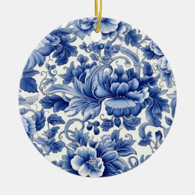 Décoration En Céramique Fleurs bleues Indigo (Devant)