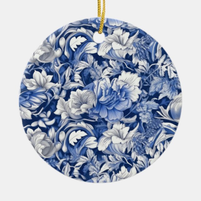 Décoration En Céramique Fleurs bleues Indigo (Devant)