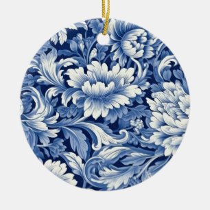 Décoration En Céramique Fleurs bleues Indigo