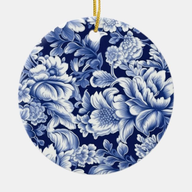 Décoration En Céramique Fleurs bleues Indigo (Devant)