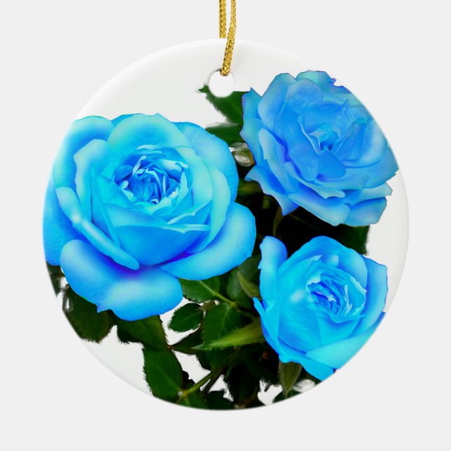 Décoration En Céramique Fleurs bleues roses bleues (Devant)