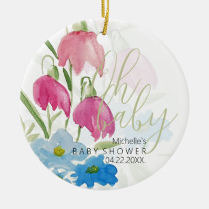 Décoration En Céramique Fleurs D'Aquarelle Bleue Et Bleue De Ressort