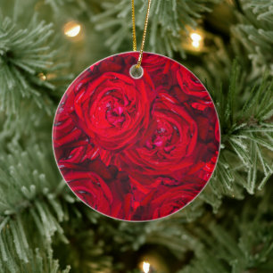 Décoration En Céramique Fleurs de roses rouges avec gouttes - photographie