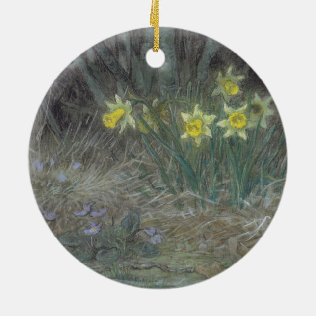 Décoration En Céramique Fleurs et violets Narcissus (par Millet) (Dos)