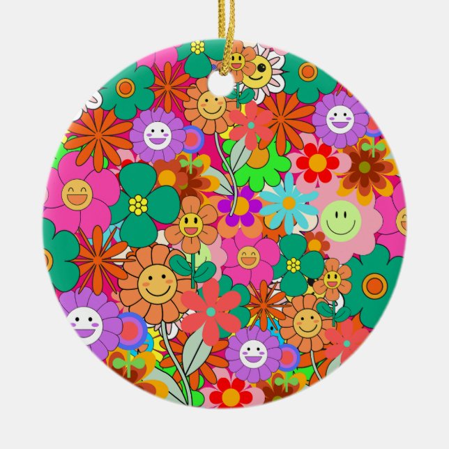 Décoration En Céramique Fleurs hippies Boho Super rétros (Devant)