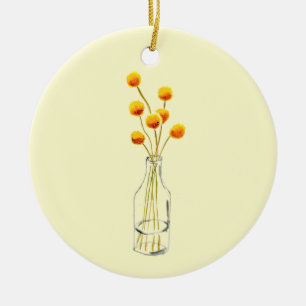 Décoration En Céramique Fleurs jaunes heureuses Billy Button art australie