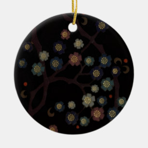 Décoration En Céramique Fleurs multicolores sur fond noir