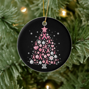 Décoration En Céramique Flocons de neige d'arbre de Noël Cancer du sein No