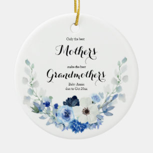 Décoration En Céramique Floral Bleu Blanc Seulement Les Meilleurs Parents 