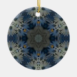 Décoration En Céramique Floral de marguerite bleu antique