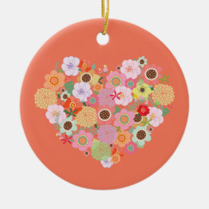 Décoration En Céramique Floral Heart Art Love Colorful PROPRE TEXTE Keepsa