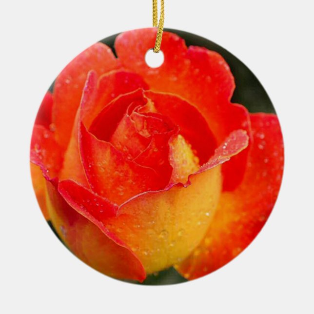 Décoration En Céramique Floral Rose orange (Devant)