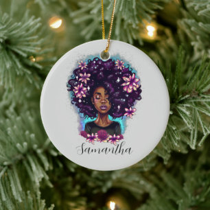 Décoration En Céramique Floral Sparkling Afro Femme