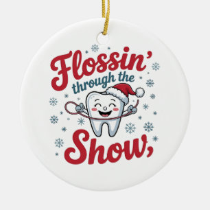 Décoration En Céramique Flossing Thru the Snow Funny Noël Noël