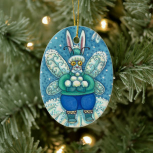 DÉCORATION EN CÉRAMIQUE FLUTTERBUN HIVER WONDERLAND, FUNNY BUNNY RABBIT