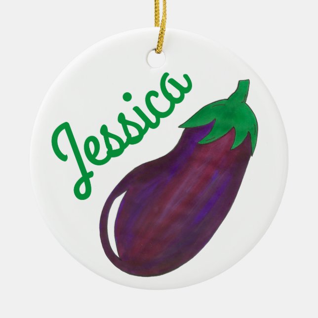 Décoration En Céramique Foin végétal d'aubergine pourpre (Devant)