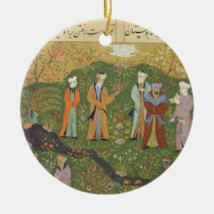 Décoration En Céramique Folio 39, scène de jardin d'A, du 'Bustan de Sa'd