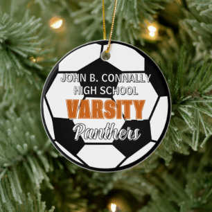 Décoration En Céramique Football de Varsité Orange Noël Personnalisé Lycée
