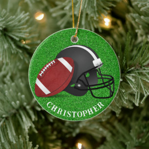 Décoration En Céramique Football et casque de Noël