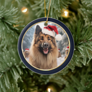 Décoration En Céramique Forêt d'hiver belge Tervuren Santa Hat