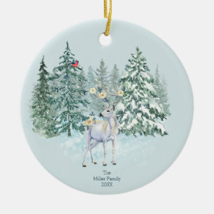 Décoration En Céramique Forêt d'hiver Cerf