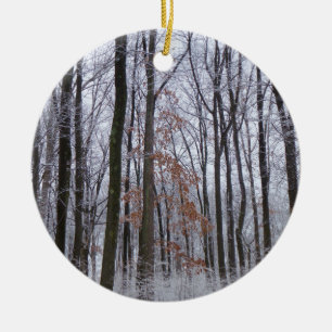Décoration En Céramique Forêt huppée neige paysage d'hiver Photographie
