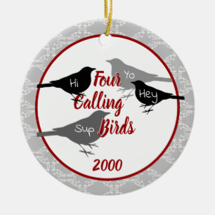 Décoration En Céramique Four Calling Birds - année personnalisée