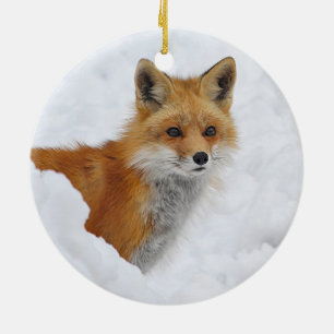 Décoration En Céramique Fox rouge dans la neige