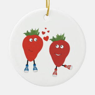 Décoration En Céramique Fraises Mignonnes En Amour