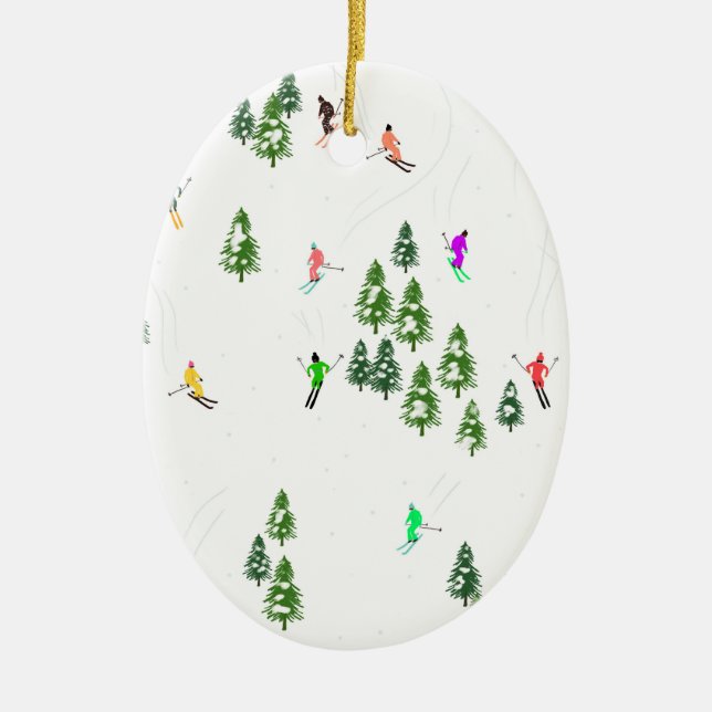 Décoration En Céramique Freeride Skieurs Alpins Illustration Xmas Me (Devant)