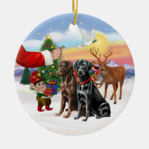 Décoration En Céramique Friandise pour deux Labradors (Chocolat et Noir)