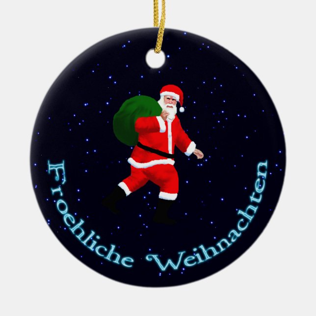 Décoration En Céramique Froehliche Weihnachten - Père Noël (Devant)