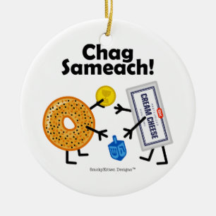 Décoration En Céramique Fromage de bagel et fondu - Chag Sameach !