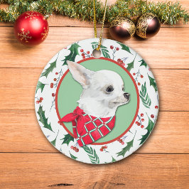 Décoration En Céramique Frontière blanche Chihuahua Chien Holly