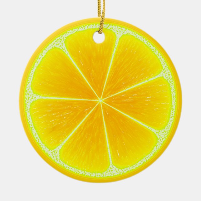 Décoration En Céramique Fruit Citrus jaune citron tranche (Devant)