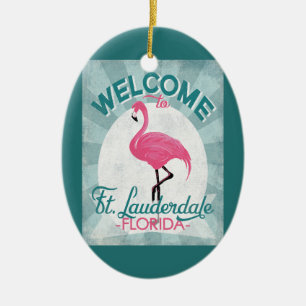 Décoration En Céramique Ft Lauderdale Florida Flamant rose rose Retro