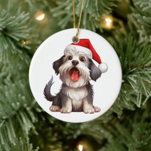 Décoration En Céramique Fun Havanais chien de Noël