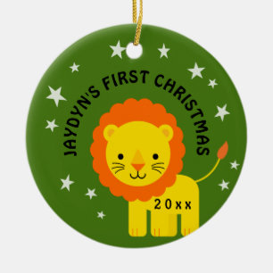 Décoration En Céramique Fun Lion Baby's 1st First Christmas Gift Circle
