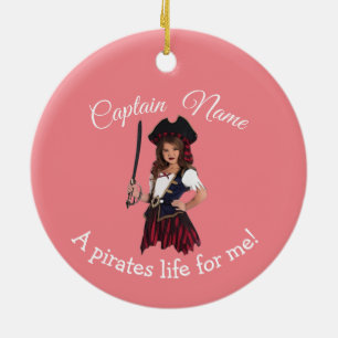 Décoration En Céramique Fun Rose Girl Pirate